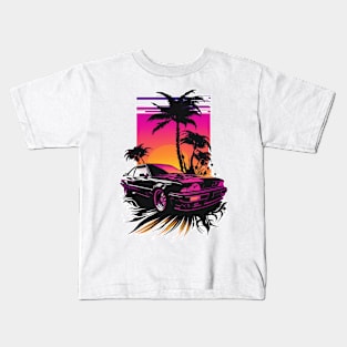 Retro Car in Synthwave Style Kids T-Shirt